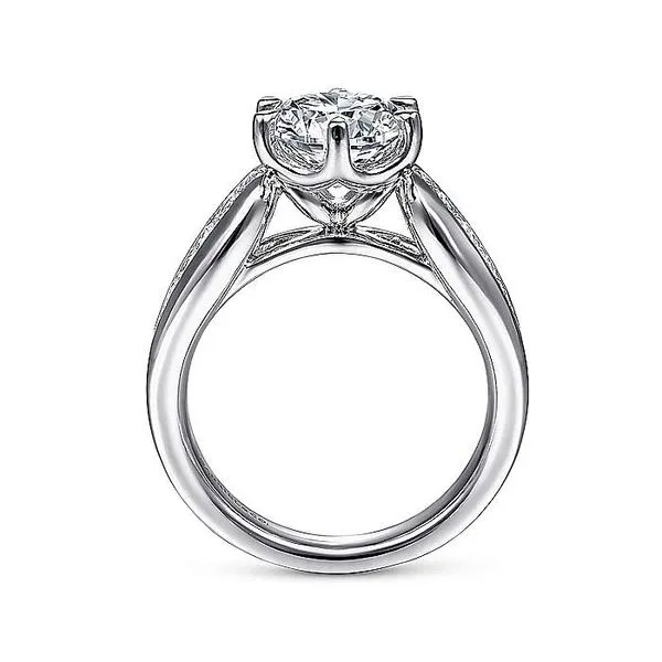 14K White Gold Wide Band Round Diamond Engagement Ring Image 2 Koerbers Fine Jewelry Inc New Albany, IN