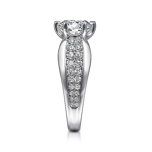14K White Gold Wide Band Round Diamond Engagement Ring Image 4 Koerbers Fine Jewelry Inc New Albany, IN
