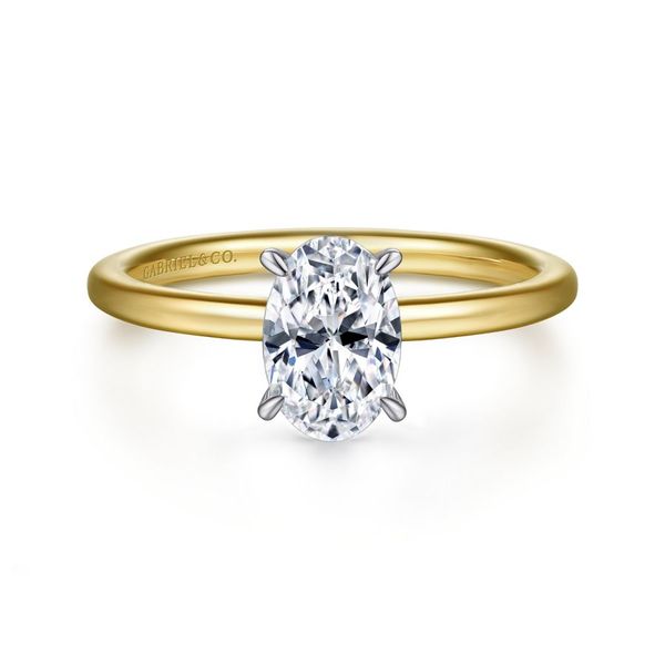 14K White and Yellow Gold Hidden Halo Oval Diamond Engagement Ring Koerbers Fine Jewelry Inc New Albany, IN