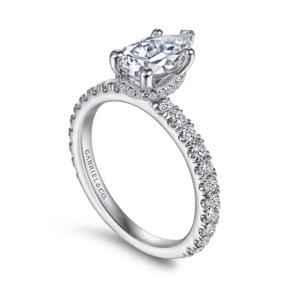 14K White Gold Hidden Halo Pear Shape Diamond Engagement Ring Image 3 Koerbers Fine Jewelry Inc New Albany, IN