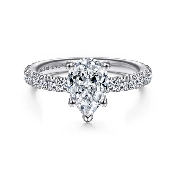 14K White Gold Hidden Halo Pear Shape Diamond Engagement Ring Koerbers Fine Jewelry Inc New Albany, IN