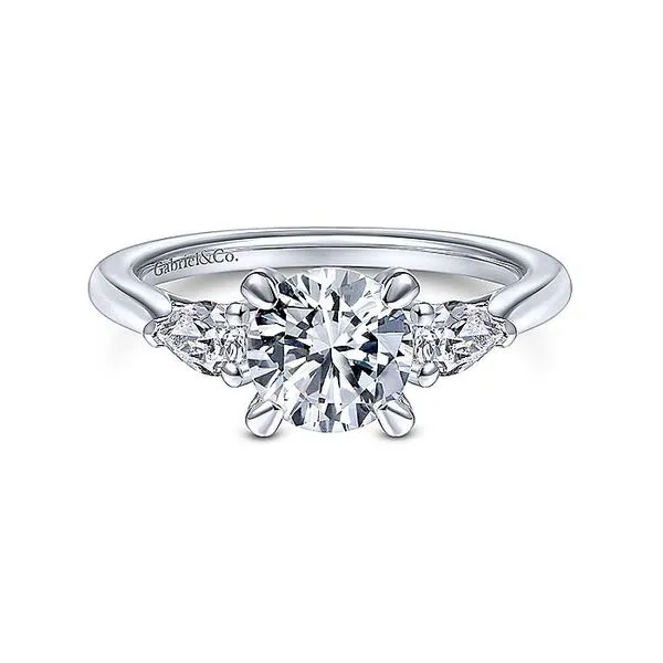 14K White Gold Round 3 Stone Diamond Engagement Ring Koerbers Fine Jewelry Inc New Albany, IN