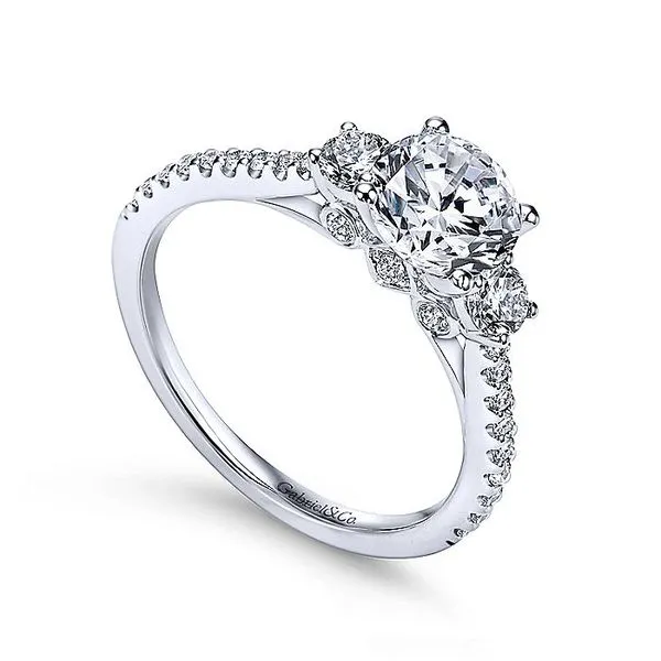 14K White Gold Round Three Stone Diamond Engagement Ring Image 3 Koerbers Fine Jewelry Inc New Albany, IN