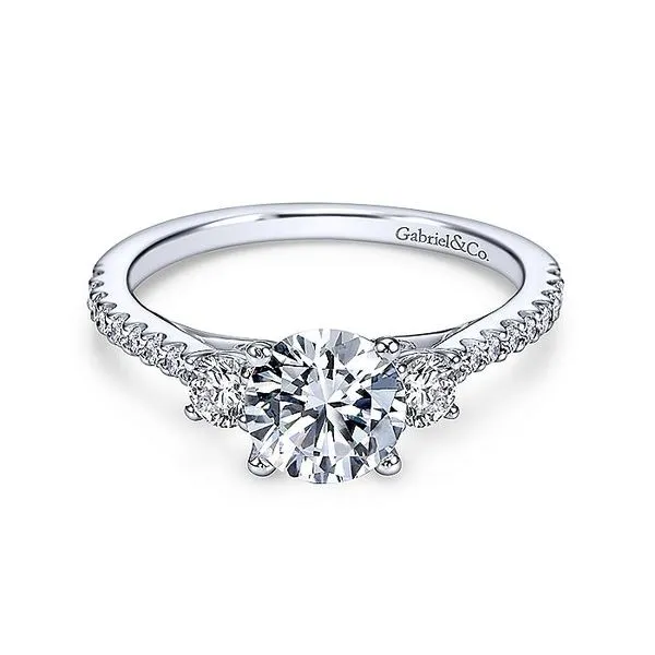 14K White Gold Round Three Stone Diamond Engagement Ring Koerbers Fine Jewelry Inc New Albany, IN