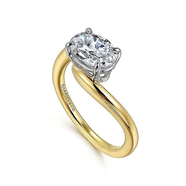 14K White and Yellow Gold Bypass Oval Diamond Engagement Ring Image 3 Koerbers Fine Jewelry Inc New Albany, IN