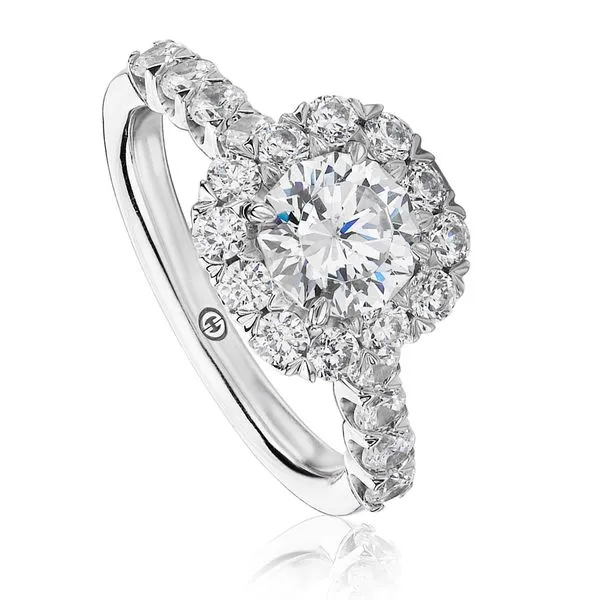 18K White Gold Shared Prong Round Diamond Cushion Halo Ring Koerbers Fine Jewelry Inc New Albany, IN