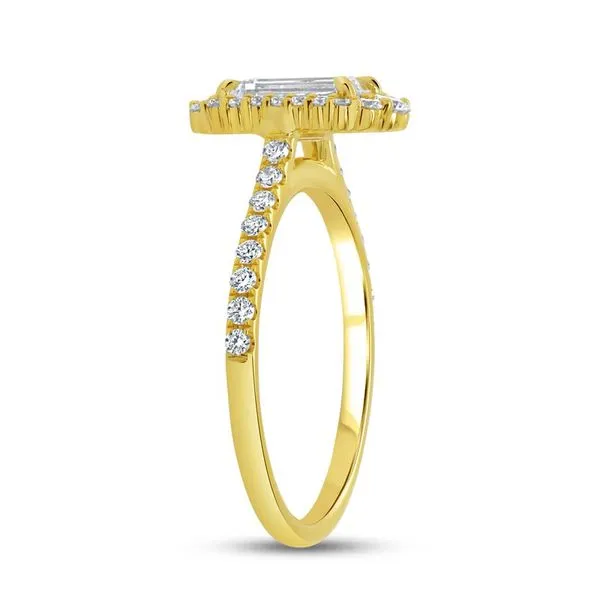 14K Yellow Gold Petals Collection Halo Emerald Cut Diamond Engagement Ring Image 2 Koerbers Fine Jewelry Inc New Albany, IN