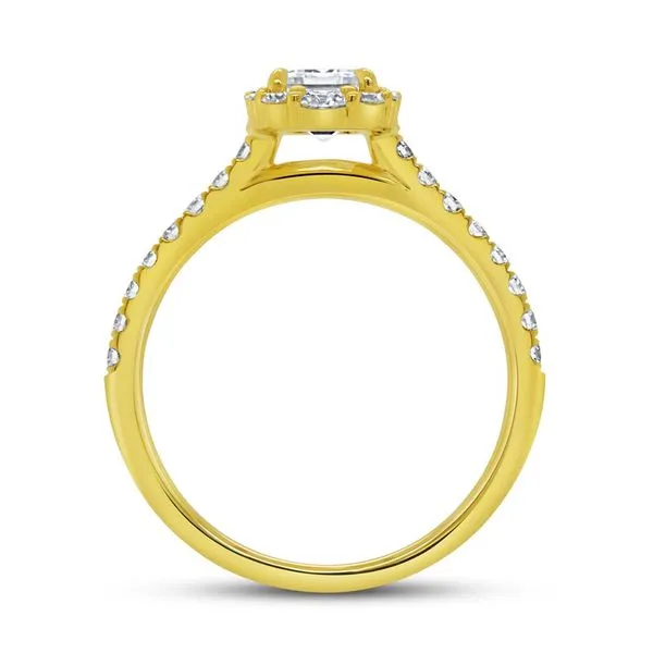 14K Yellow Gold Petals Collection Halo Emerald Cut Diamond Engagement Ring Image 3 Koerbers Fine Jewelry Inc New Albany, IN