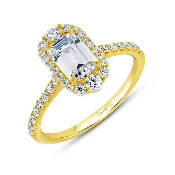 14K Yellow Gold Petals Collection Halo Emerald Cut Diamond Engagement Ring Koerbers Fine Jewelry Inc New Albany, IN