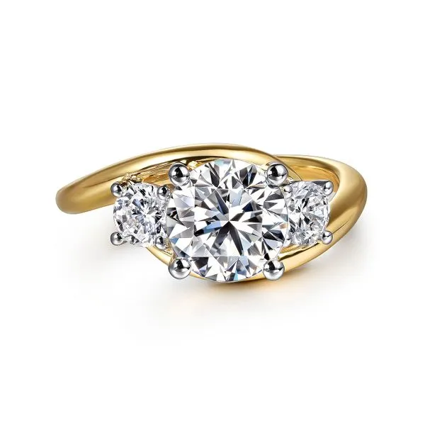 14K White and Yellow Gold Round Three Stone Diamond Engagement Ring Koerbers Fine Jewelry Inc New Albany, IN