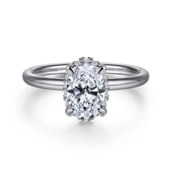 14K White Gold Oval Hidden Halo Diamond Engagement Ring similar item image