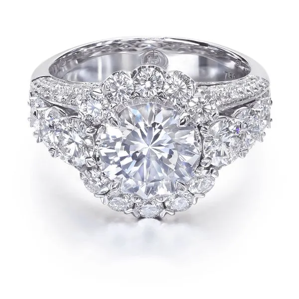 18K White Gold Round Crisscut Diamond Halo Engagement Ring Koerbers Fine Jewelry Inc New Albany, IN