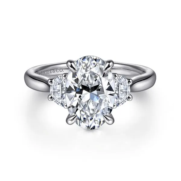 14K White Gold Oval Three Stone Diamond Engagement Ring Koerbers Fine Jewelry Inc New Albany, IN