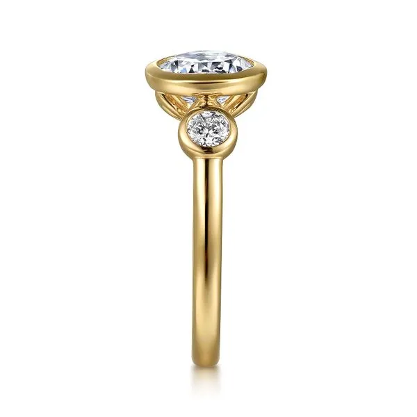 14K Yellow Gold Round Three Stone Bezel Set Diamond Engagement Ring Image 4 Koerbers Fine Jewelry Inc New Albany, IN
