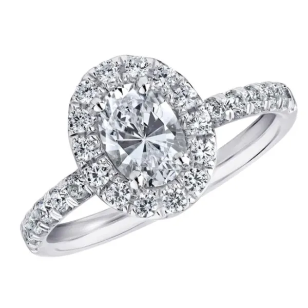 18K White Gold Oval Halo Engagement Ring Koerbers Fine Jewelry Inc New Albany, IN