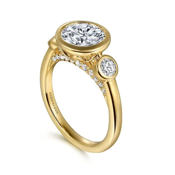 14K Yellow Gold Round Three Stone Bezel Set Diamond Engagement Ring Image 3 Koerbers Fine Jewelry Inc New Albany, IN