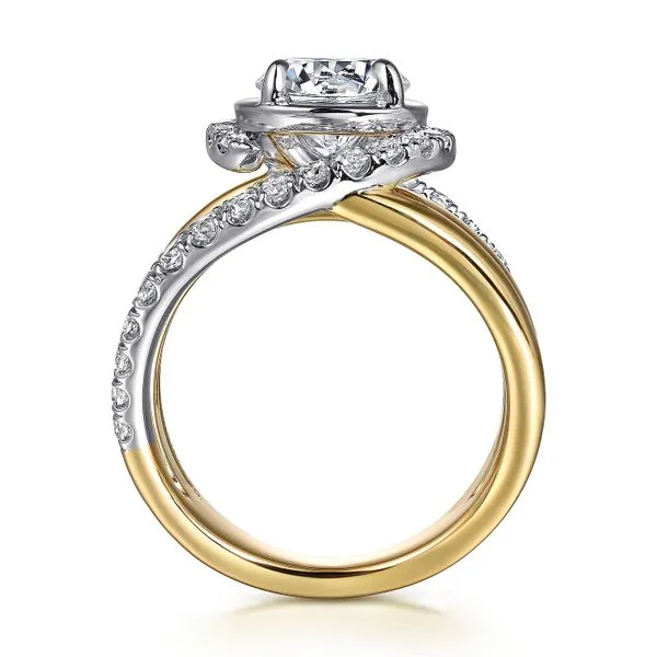 14K White and Yellow Gold Fancy Halo Round Diamond Engagement Ring Image 2 Koerbers Fine Jewelry Inc New Albany, IN