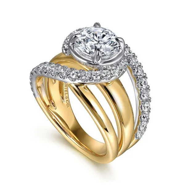 14K White and Yellow Gold Fancy Halo Round Diamond Engagement Ring Image 3 Koerbers Fine Jewelry Inc New Albany, IN