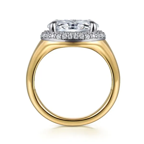 14K White and Yellow Gold Oval Double Halo Diamond Engagement Ring Image 2 Koerbers Fine Jewelry Inc New Albany, IN