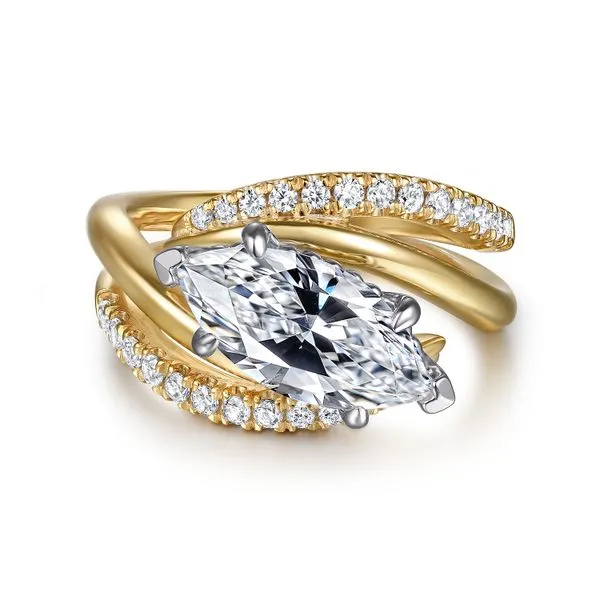 14K White and Yellow Gold Bypass Marquise Shape Diamond Engagement Ring Koerbers Fine Jewelry Inc New Albany, IN