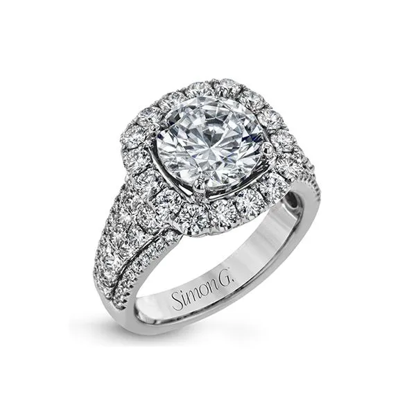 18K White Gold Cushion Halo Multi Row Engagement Ring Koerbers Fine Jewelry Inc New Albany, IN