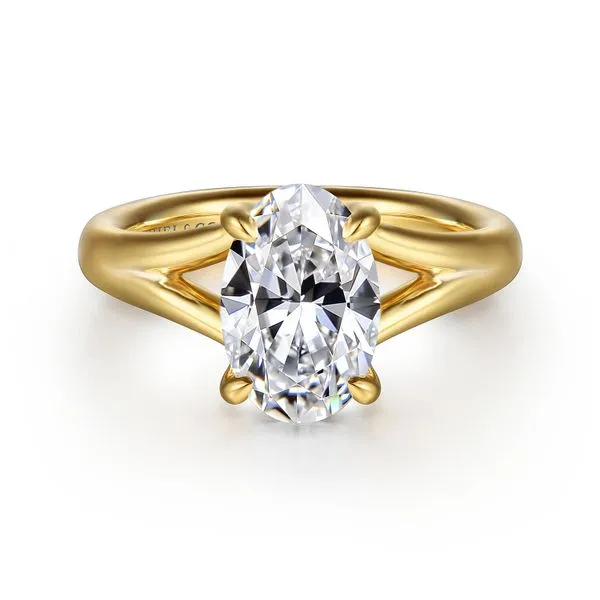14K Yellow Gold Split Shank Hidden HaloDiamond Engagement Ring Koerbers Fine Jewelry Inc New Albany, IN