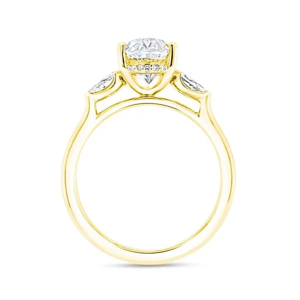 18K Yellow Gold Three Stone Hidden Halo Engagement Ring Image 2 Koerbers Fine Jewelry Inc New Albany, IN