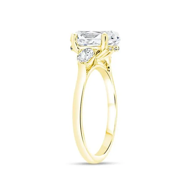 18K Yellow Gold Three Stone Hidden Halo Engagement Ring Image 3 Koerbers Fine Jewelry Inc New Albany, IN