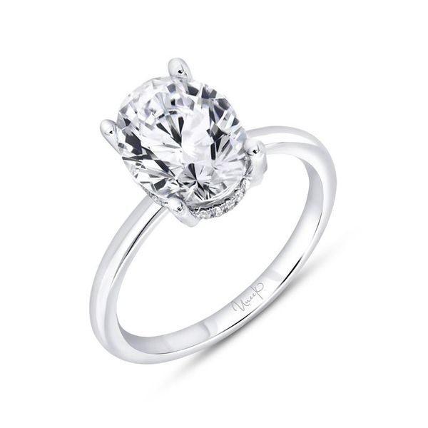 Uneek 18K White Gold Oval Hidden Halo Engagement Ring Koerbers