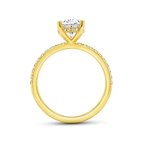 18K Yellow Gold Single Row  Hidden Halo Oval Engagement Ring Image 3 Koerbers Fine Jewelry Inc New Albany, IN