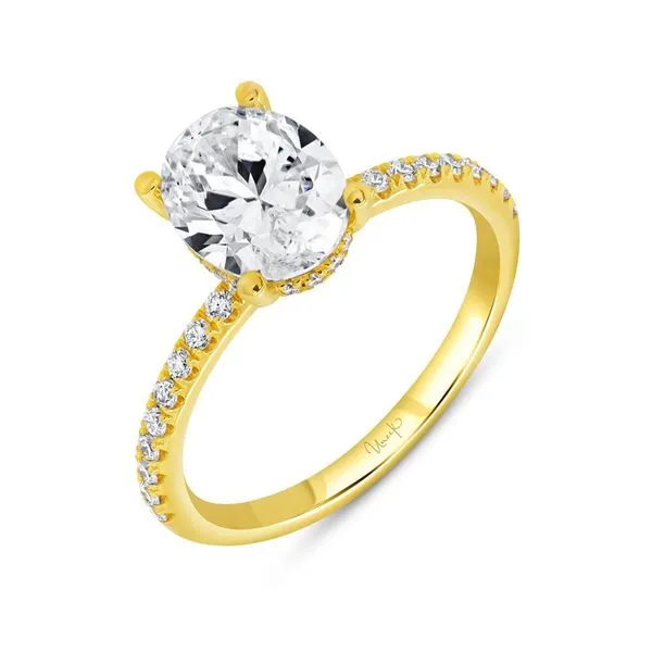 18K Yellow Gold Single Row  Hidden Halo Oval Engagement Ring Koerbers Fine Jewelry Inc New Albany, IN