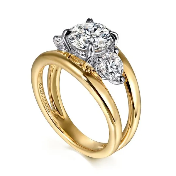 14K 2-Tone White and Yellow Gold Three Stone Engagement Ring Image 3 Koerbers Fine Jewelry Inc New Albany, IN