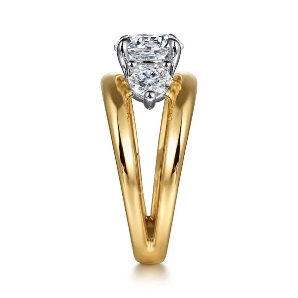 14K 2-Tone White and Yellow Gold Three Stone Engagement Ring Image 4 Koerbers Fine Jewelry Inc New Albany, IN