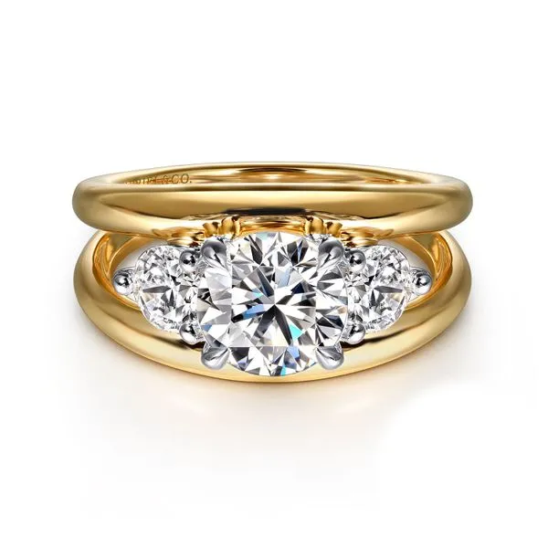 14K 2-Tone White and Yellow Gold Three Stone Engagement Ring Koerbers Fine Jewelry Inc New Albany, IN
