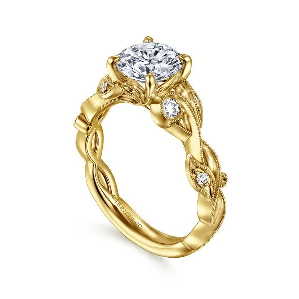 14K Yellow Gold Floral Diamond Engagement Ring Image 3 Koerbers Fine Jewelry Inc New Albany, IN