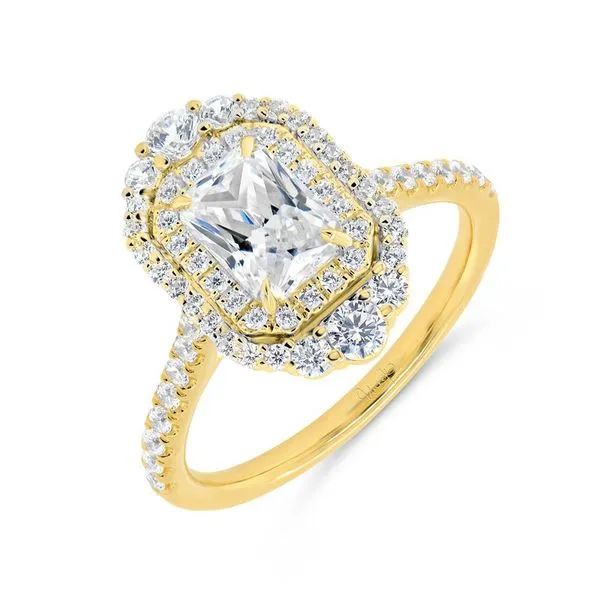 14K Yellow Gold Double Halo Emerald Cut Diamond Engagement Ring Koerbers Fine Jewelry Inc New Albany, IN