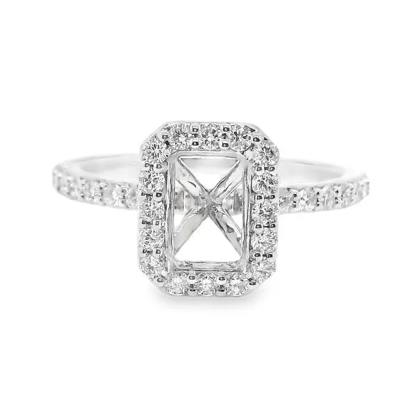 18K White Gold Halo Single Row Engagement Ring Koerbers Fine Jewelry Inc New Albany, IN