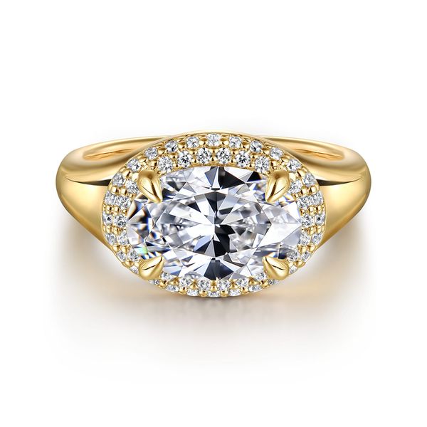 14K Yellow Gold Oval Double Halo Diamond Engagement Ring Koerbers Fine Jewelry Inc New Albany, IN