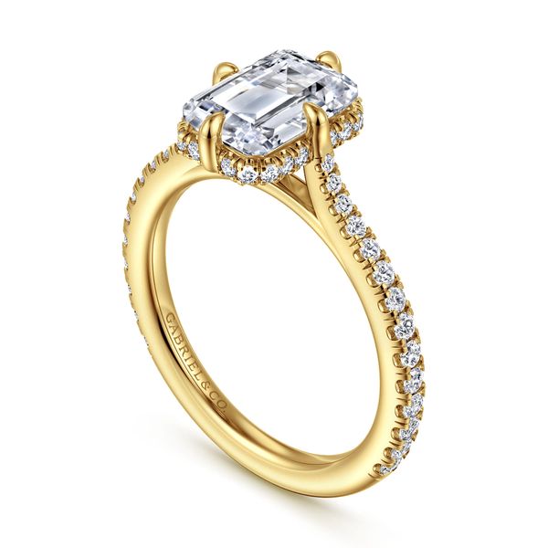 14K Yellow Gold Compass Prong Emerald Cut Diamond Engagement Ring Image 3 Koerbers Fine Jewelry Inc New Albany, IN