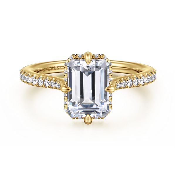 14K Yellow Gold Compass Prong Emerald Cut Diamond Engagement Ring Koerbers Fine Jewelry Inc New Albany, IN