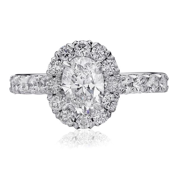 18K White Gold Shared Prong Diamond Oval Halo Engagement Ring Koerbers Fine Jewelry Inc New Albany, IN