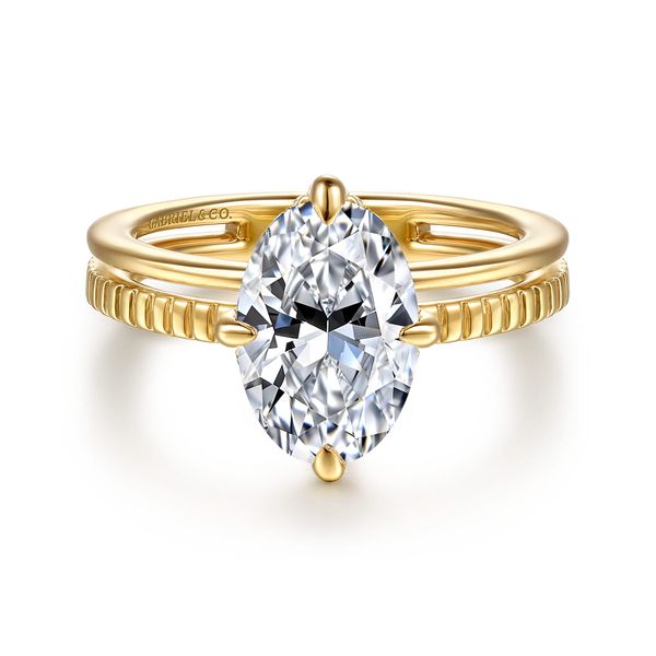 14K Yellow Gold Compass Prong Oval Diamond Engagement Ring Koerbers Fine Jewelry Inc New Albany, IN