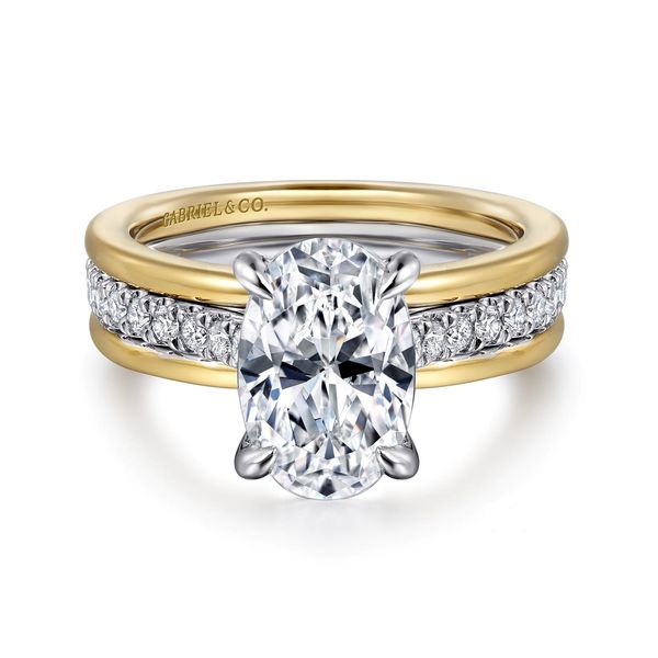 14K 2-Tone White and Yellow Gold Wide Band Engagement Ring Koerbers Fine Jewelry Inc New Albany, IN