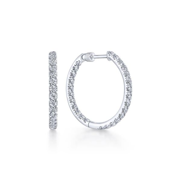 14k White Gold French Pave Inside Out Diamond Hoop Earrings Koerbers Fine Jewelry Inc New Albany, IN
