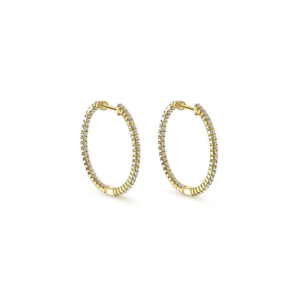 14K Yellow Gold Inside Out Diamond Hoop Earrings Image 2 Koerbers Fine Jewelry Inc New Albany, IN