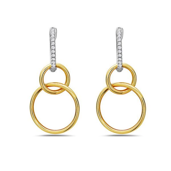 14K 2-Tone White and Yellow Gold Diamond Double Hoop Earrings Koerbers Fine Jewelry Inc New Albany, IN