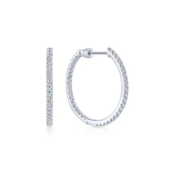 14K White Gold French Pave Inside Out Diamond Hoop Earrings Koerbers Fine Jewelry Inc New Albany, IN