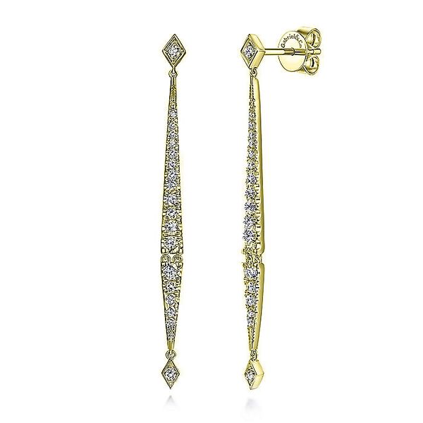 14K Yellow Gold Long Diamond Bar Drop Earrings Koerbers Fine Jewelry Inc New Albany, IN