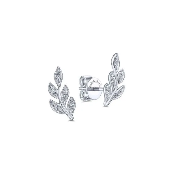 14K White Gold Diamond Leaves Stud Earrings Koerbers Fine Jewelry Inc New Albany, IN