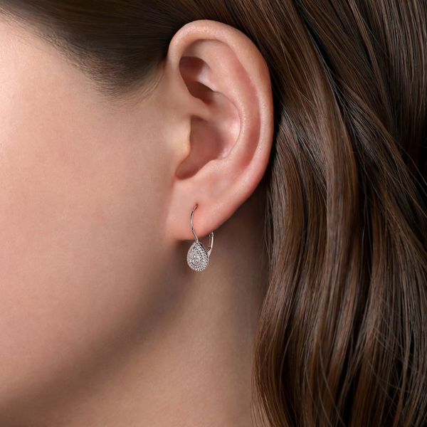 14K White Gold Teardrop Diamond Drop Earrings Image 2 Koerbers Fine Jewelry Inc New Albany, IN